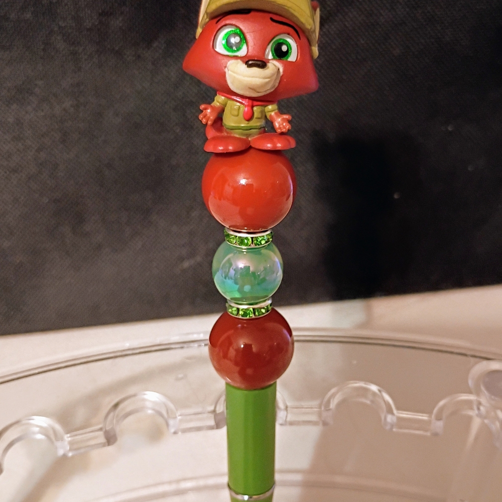 Red and Green Fox Character Pen